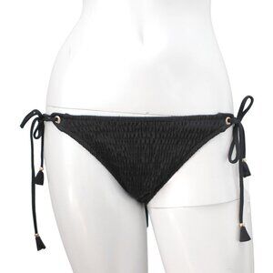 Victoria's Secret Side Tie Bikini Bottoms Swim Shirred Gold Bead Tassels Beach